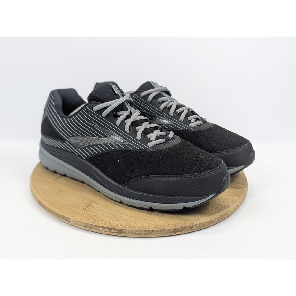 Brooks Mens 12.5 2E Wide Shoes Addiction Walker Black Suede Gray Walking Sneaker